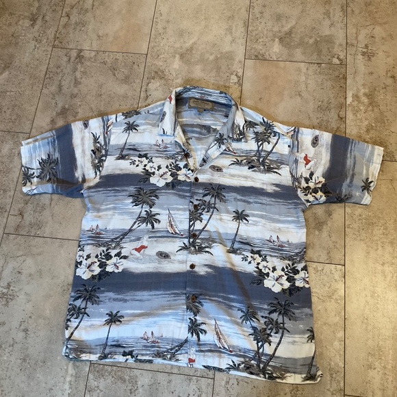 Men's Palm Island Clothing Co Short Sleeved Hawaiian Button Down Shirt Sz L - Picture 7 of 13